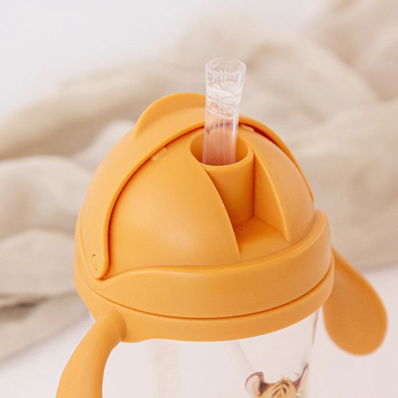 Kiokids Dolci Amici Εκπαιδευτικό Ποτηράκι Με Καλαμάκι Και Λαβές Για 6+ Μηνών 300ml Tiger Mustard