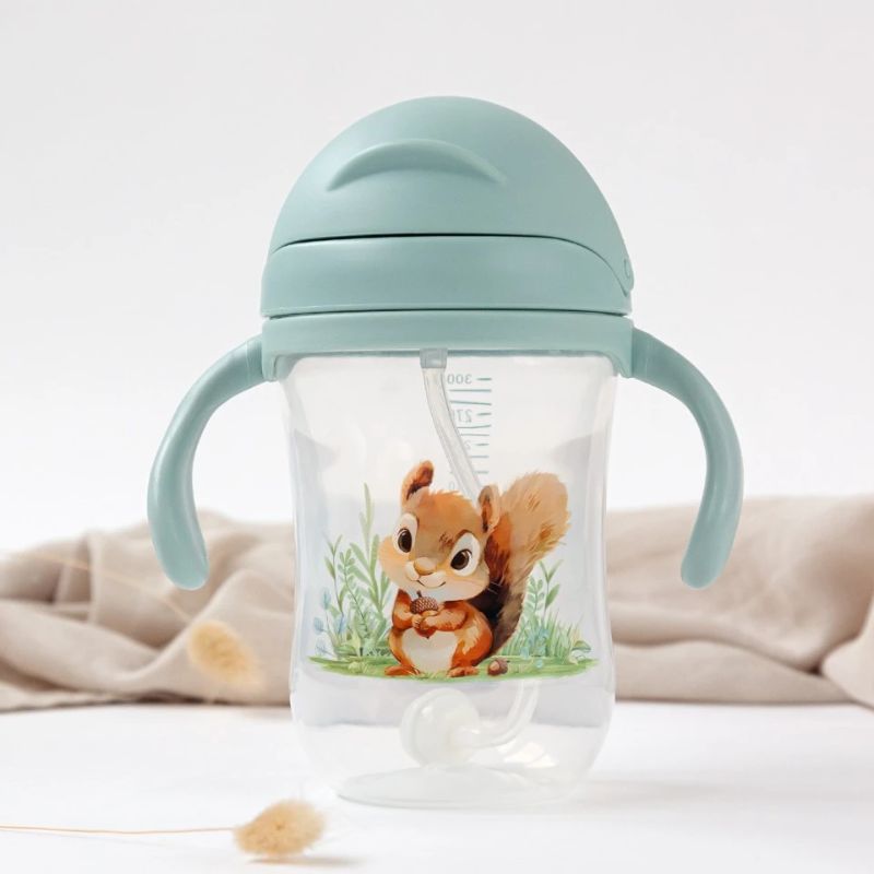 Kiokids Dolci Amici Εκπαιδευτικό Ποτηράκι Με Καλαμάκι Και Λαβές Για 6+ Μηνών 300ml Squirrel Sage