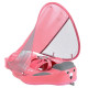 MamboBaby Deluxe Βρεφικό Σωσίβιο με Σκίαστρο και Ζώνη 5 Σημείων Για 3-24 Μηνών Pink Flamingo
