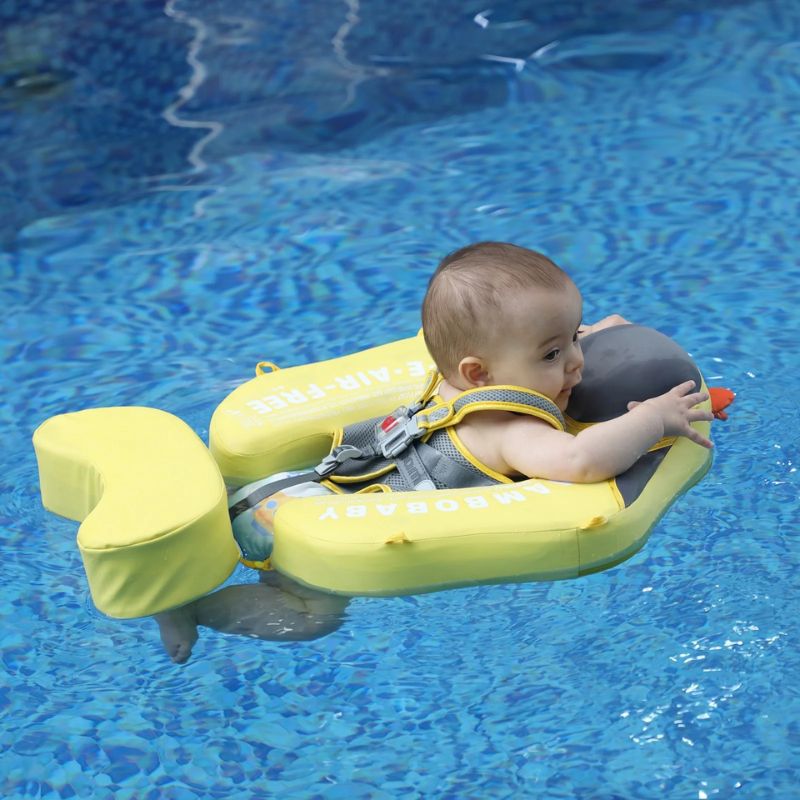 MamboBaby Deluxe Βρεφικό Σωσίβιο με Σκίαστρο και Ζώνη 5 Σημείων Για 3-24 Μηνών Yellow Duck