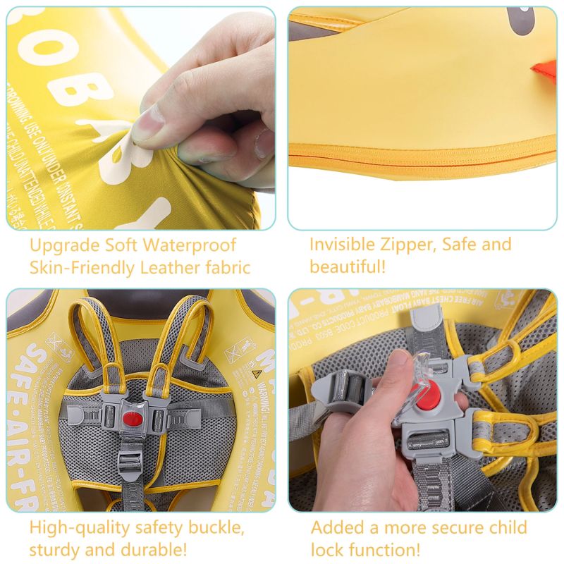 MamboBaby Deluxe Βρεφικό Σωσίβιο με Σκίαστρο και Ζώνη 5 Σημείων Για 3-24 Μηνών Yellow Duck