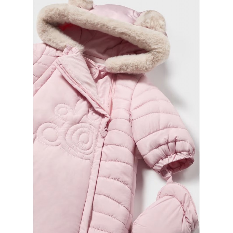 Mayoral Βρεφική Φορμα Εξόδου Με Μανίκια Και Γκέτες Από Μικροϊνες Ροζ Μπεμπέ 14-02620-017