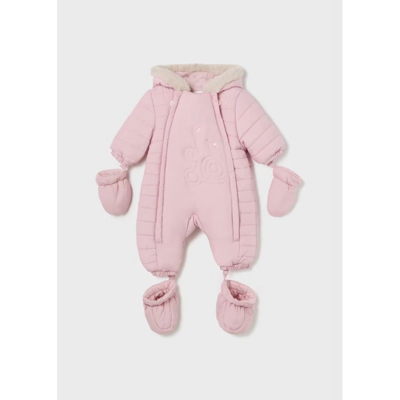 Mayoral Βρεφική Φορμα Εξόδου Με Μανίκια Και Γκέτες Από Μικροϊνες Ροζ Μπεμπέ 14-02620-017