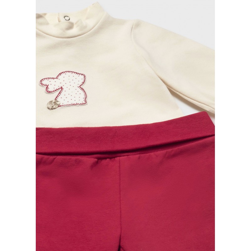 Mayoral Βρεφικό Σετ Μακρυμάνικο Μπλουζάκι, Ζακέτα Και Μακρύ Παντελονάκι 3 τμχ Κερασί 15-02607-041