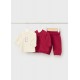 Mayoral Βρεφικό Σετ Μακρυμάνικο Μπλουζάκι, Ζακέτα Και Μακρύ Παντελονάκι 3 τμχ Κερασί 15-02607-041