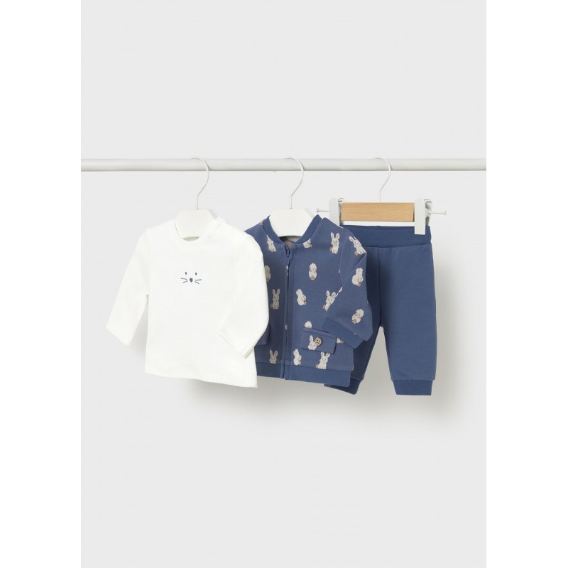 Mayoral Βρεφικό Σετ Μακρυμάνικο Μπλουζάκι, Ζακέτα Και Μακρύ Παντελονάκι 3 τμχ Μπλε Ανοιχτό 15-02622-027