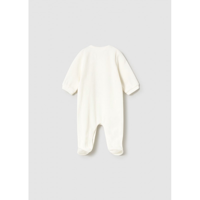 Mayoral Βρεφικό Βελουτέ Μακρυμάνικο Ολόσωμο Φορμάκι Με Κλειστό Πέλμα Βανίλια 15-02704-067
