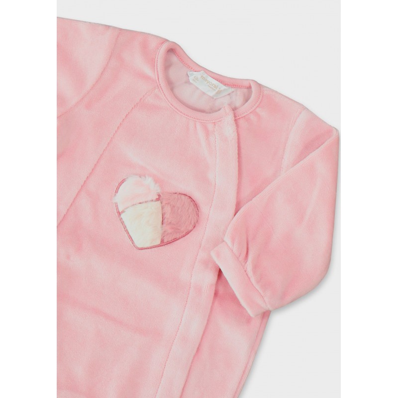 Mayoral Βρεφικό Βελουτέ Μακρυμάνικο Ολόσωμο Φορμάκι Με Κλειστό Πέλμα Ορχιδέα 15-02704-068