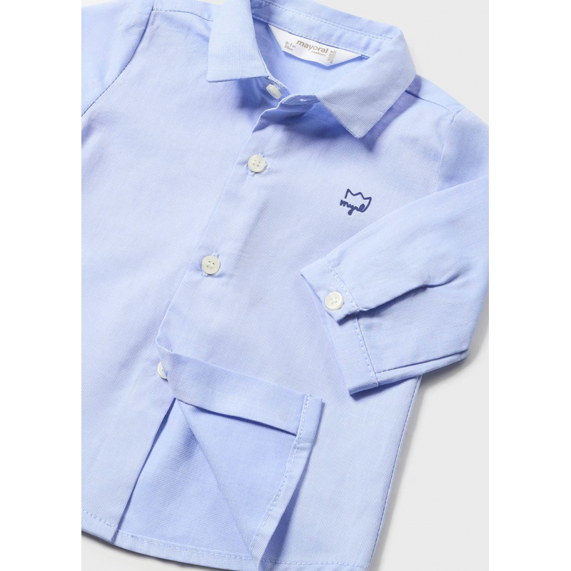 Mayoral Βρεφικό Πουκαμισο Μακρυμάνικο Με Παπιγιόν Layette Boy Oxford Γαλάζιο 24-01196-025