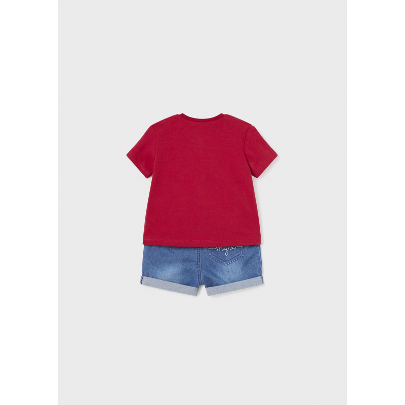 Mayoral Βρεφικό Σετ Σορτσάκι Και Τζιν Σορτσάκι Layette Boy Κόκκινο Άρης  24-01209-038