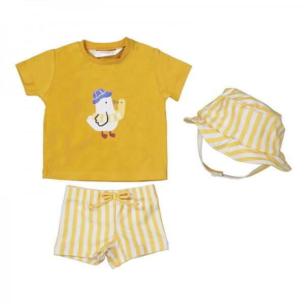 Mayoral Βρεφικό Σετ Μαγιό Με Καπέλο Layette Boy Κίτρινο 24-01620-056
