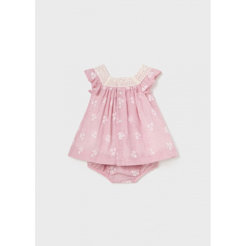 Mayoral Βρεφικό Φορεμα Κεντητό Με Εσώρουχο Layette Girl Κόκκινο-Ροζ 24-01827-037