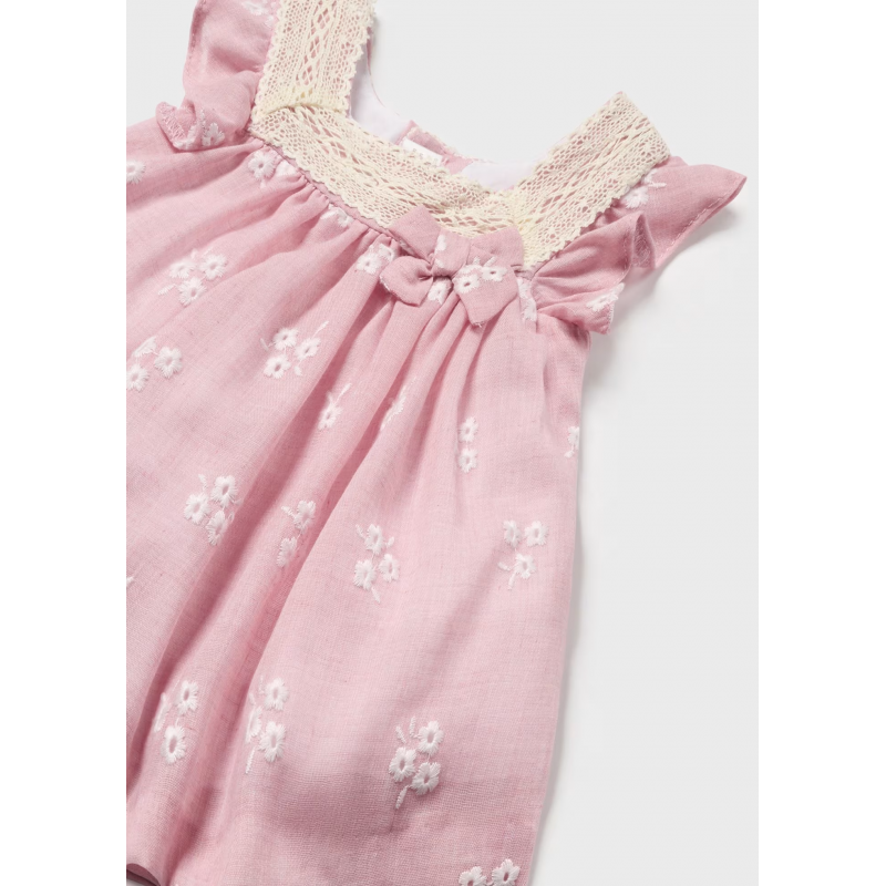 Mayoral Βρεφικό Φορεμα Κεντητό Με Εσώρουχο Layette Girl Κόκκινο-Ροζ 24-01827-037