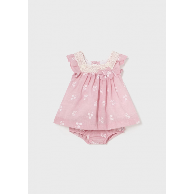 Mayoral Βρεφικό Φορεμα Κεντητό Με Εσώρουχο Layette Girl Κόκκινο-Ροζ 24-01827-037