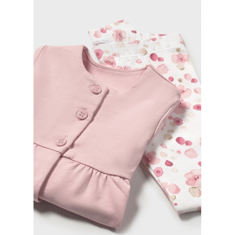 Mayoral Βρεφικό Σετ Κοντομάνικο Μπλουζάκι, Ζακέτα Και Κολάν 3 τμχ Ροζ Μπεμπέ 25-01761-082