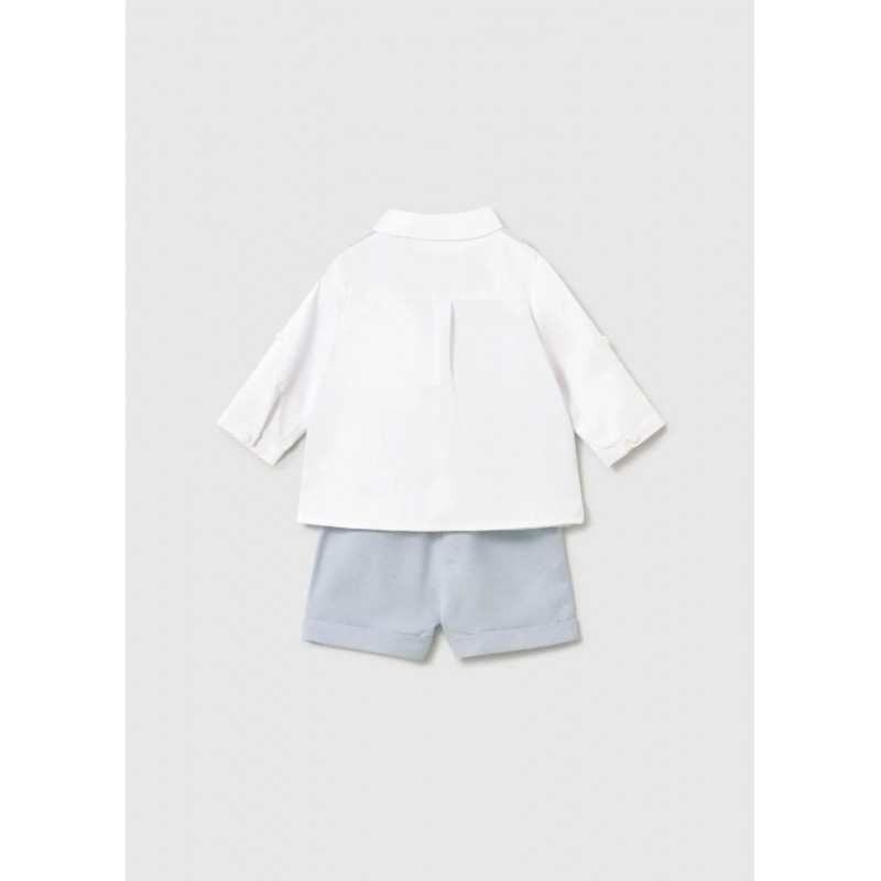 Mayoral Better Cotton Βρεφικό Σετ Κοντομάνικο Πουκαμισάκι Και Κοντό Παντελονάκι 2 τμχ Θαλασσί 26-01269-024