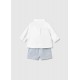 Mayoral Better Cotton Βρεφικό Σετ Κοντομάνικο Πουκαμισάκι Και Κοντό Παντελονάκι 2 τμχ Θαλασσί 26-01269-024