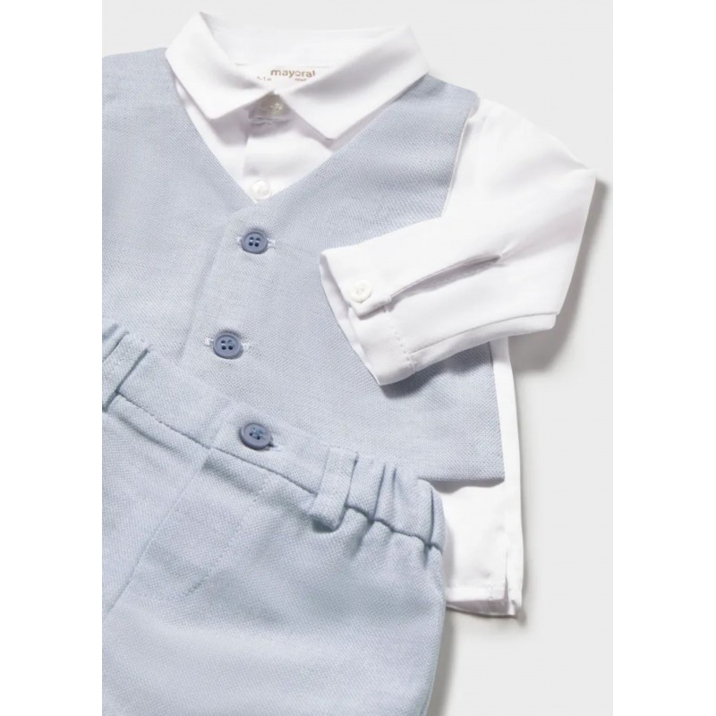Mayoral Better Cotton Βρεφικό Σετ Κοντομάνικο Πουκαμισάκι Και Κοντό Παντελονάκι 2 τμχ Θαλασσί 26-01269-024