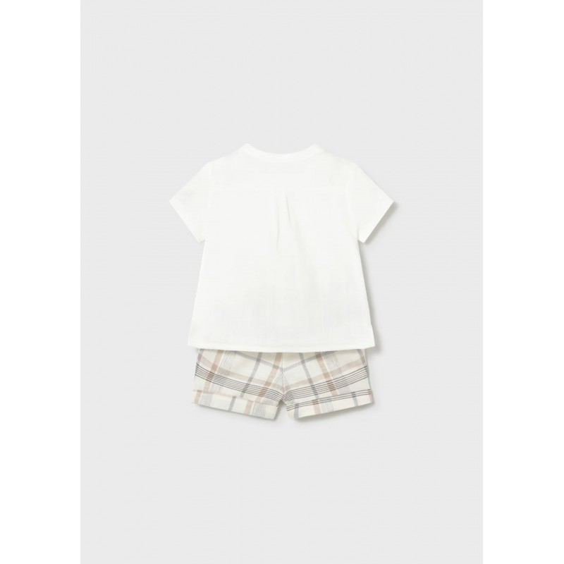 Mayoral Better Cotton Βρεφικό Σετ Κοντομάνικο Πουκαμισάκι Και Κοντό Παντελονάκι 2 τμχ Μπεζ 26-01270-028