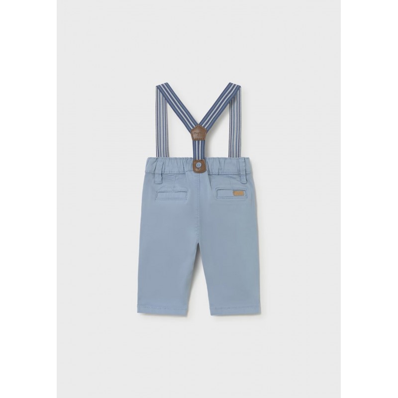 Mayoral Better Cotton Βρεφικό Μακρυμάνικο Παντελονάκι Με Τιράντες Θαλασσί 26-01596-081