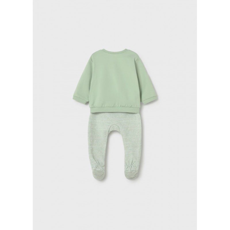 Mayoral Better Cotton Βρεφικό Σετ Μακρυμάνικο Φουτεράκι Και Παντελονάκι Με Κλειστό Πέλμα 2 τμχ Φύκι 26-01599-024