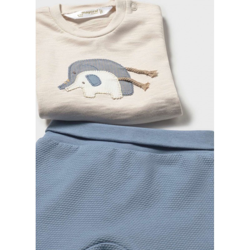 Mayoral Better Cotton Βρεφικό Σετ Μακρυμάνικο Φουτεράκι Και Παντελονάκι Με Κλειστό Πέλμα 2 τμχ Μπλε Απαλό 26-01599-025