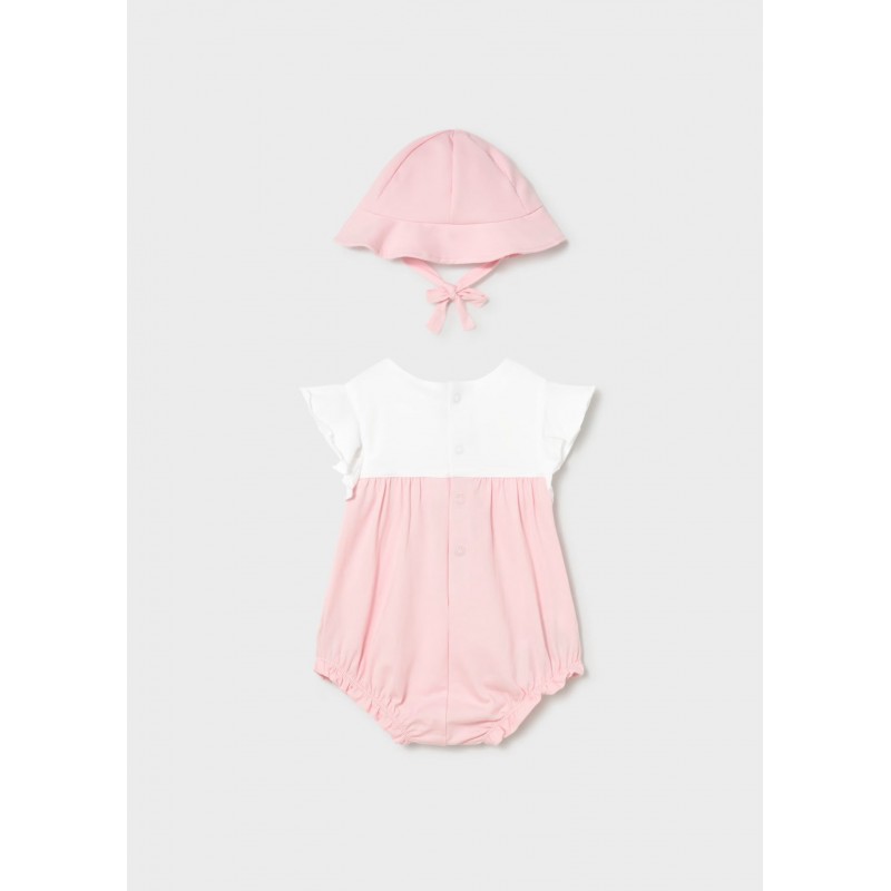Mayoral Better Cotton Βρεφικό Σετ Μακό Φορμάκι Και Σκουφάκι 2 τμχ Ροζ Μπεμπέ 26-01602-063