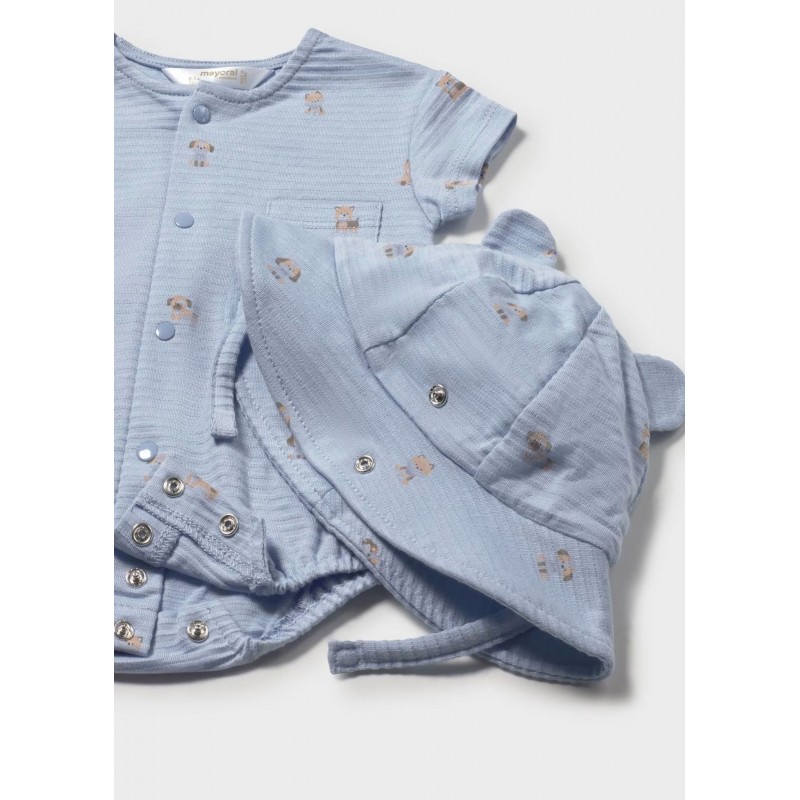 Mayoral Better Cotton Βρεφικό Σετ Μακό Φορμάκι Και Καπελάκι 2 τμχ Σιέλ 26-01606-095