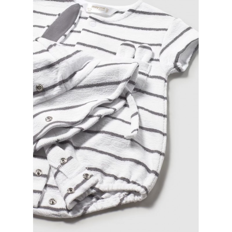 Mayoral Better Cotton Βρεφικό Σετ Μακό Φορμάκι Και Καπελάκι 2 τμχ Λευκό-Γκρι 26-01606-096