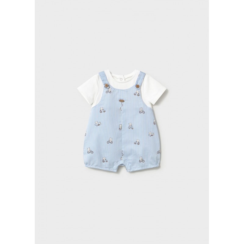 Mayoral Better Cotton Βρεφικό Μακό Φορμάκι Σαλοπέτα Σιέλ 26-01613-037