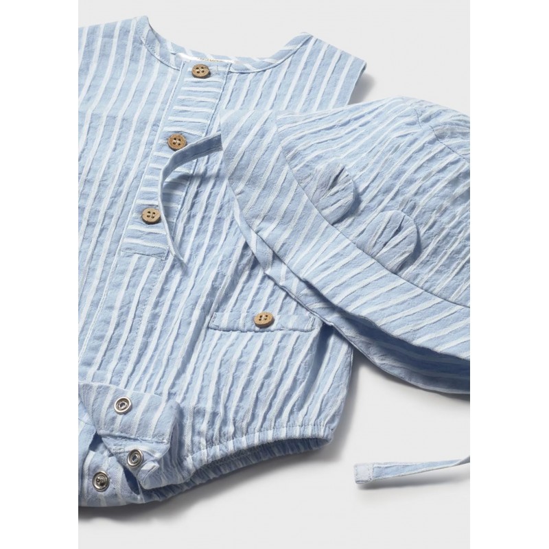 Mayoral Ecofriends Βρεφικό Σετ Αμάνικο Φορμάκι Και Καπελάκι 2 τμχ Σιέλ 26-01614-018