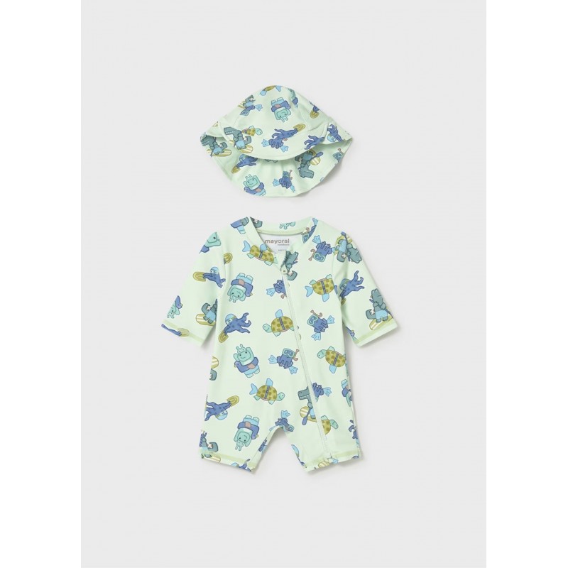 Mayoral Βρεφικό Σετ Ολόσωμο Μαγιό Φορμάκι Και Καπελάκι 2 τμχ Πράσινο 26-01620-038