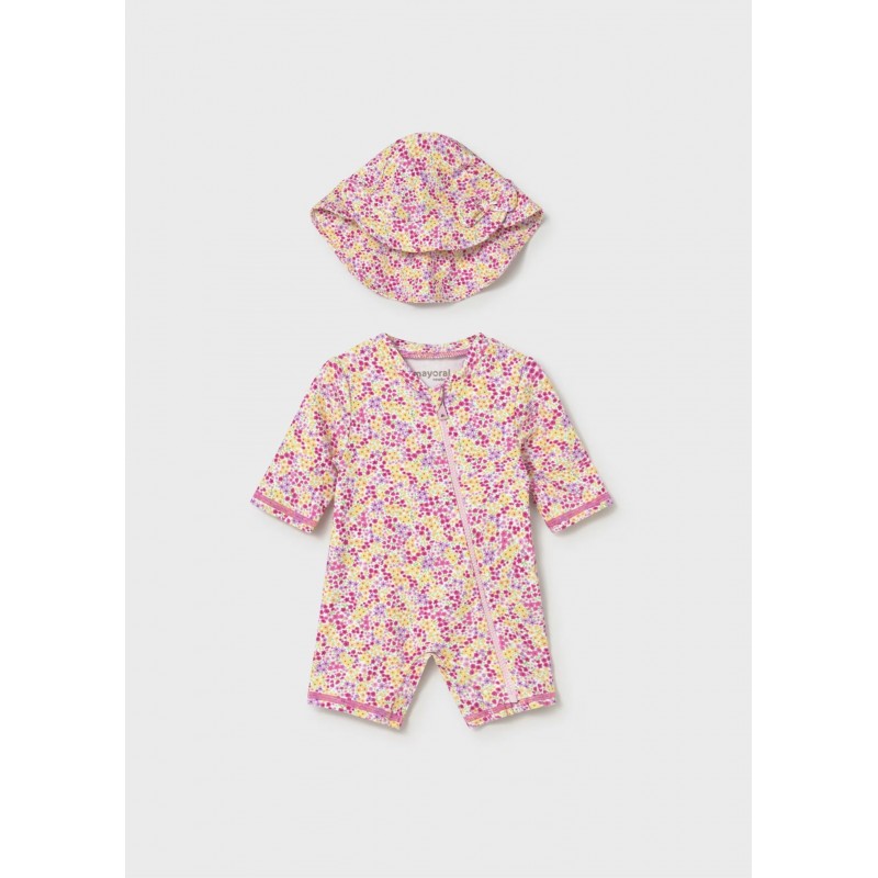 Mayoral Βρεφικό Σετ Ολόσωμο Μαγιό Φορμάκι Και Καπελάκι 2 τμχ Ροζ 26-01620-039