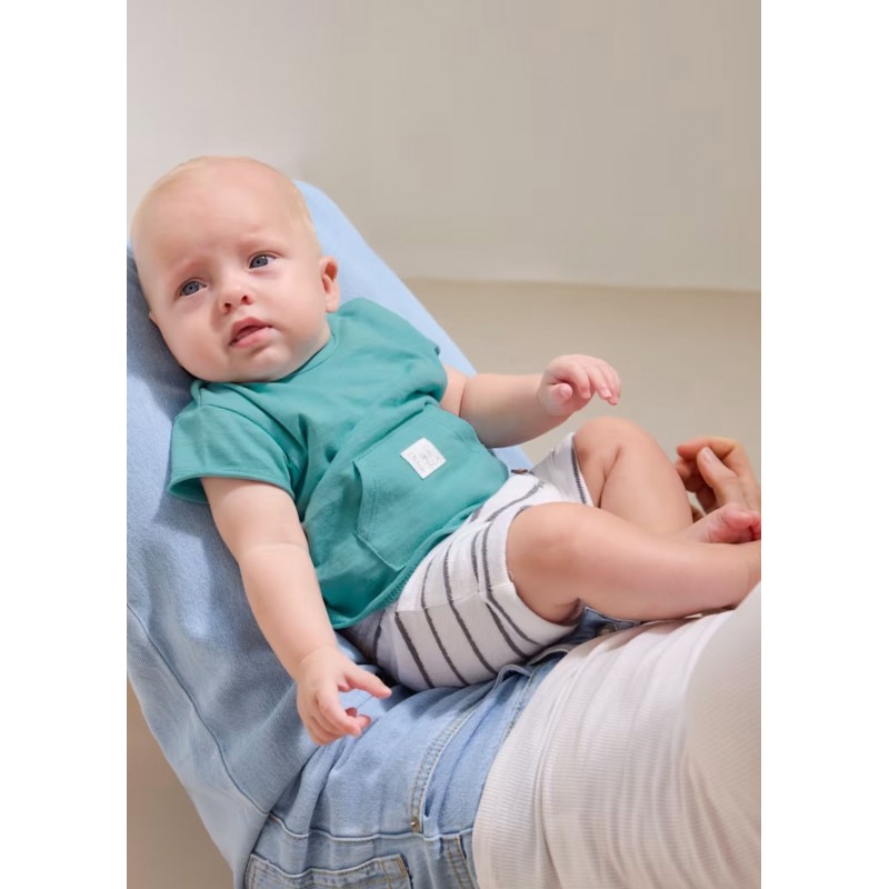 Mayoral Better Cotton Βρεφικό Σετ 2 Κοντομάνικα Μπλουζάκια Και 2 Κοντά Παντελονάκια 4 τμχ Γυαλί 26-01626-057