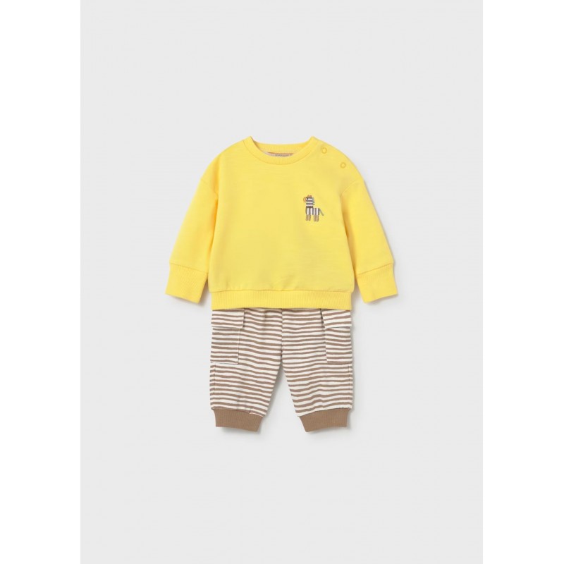 Mayoral Better Cotton Βρεφικό Σετ 2 Μακρυμάνικα Φούτερ Και 2 Μακριά Παντελονάκια 4 τμχ Μουσταρδί 26-01628-063