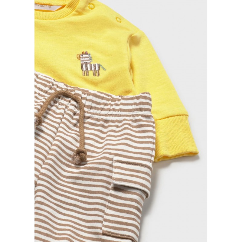 Mayoral Better Cotton Βρεφικό Σετ 2 Μακρυμάνικα Φούτερ Και 2 Μακριά Παντελονάκια 4 τμχ Μουσταρδί 26-01628-063