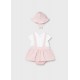 Mayoral Better Cotton Βρεφικό Σετ Κοντομάνικο Φορμάκι Φούστα Και Καπελάκι 2 τμχ Ροζ Μπεμπέ 26-01631-047