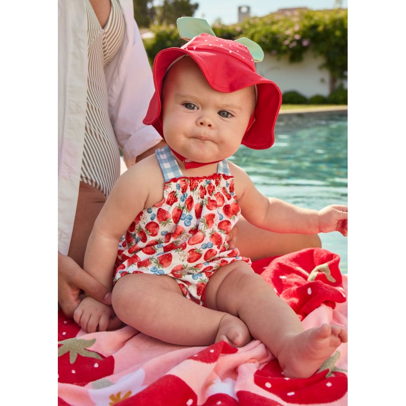 Mayoral Βρεφικό Σετ Μαγιό Τοπάκι, Μαγιό Βρακάκι Και Καπελάκι 3 τμχ Κόκκινο 26-01635-033