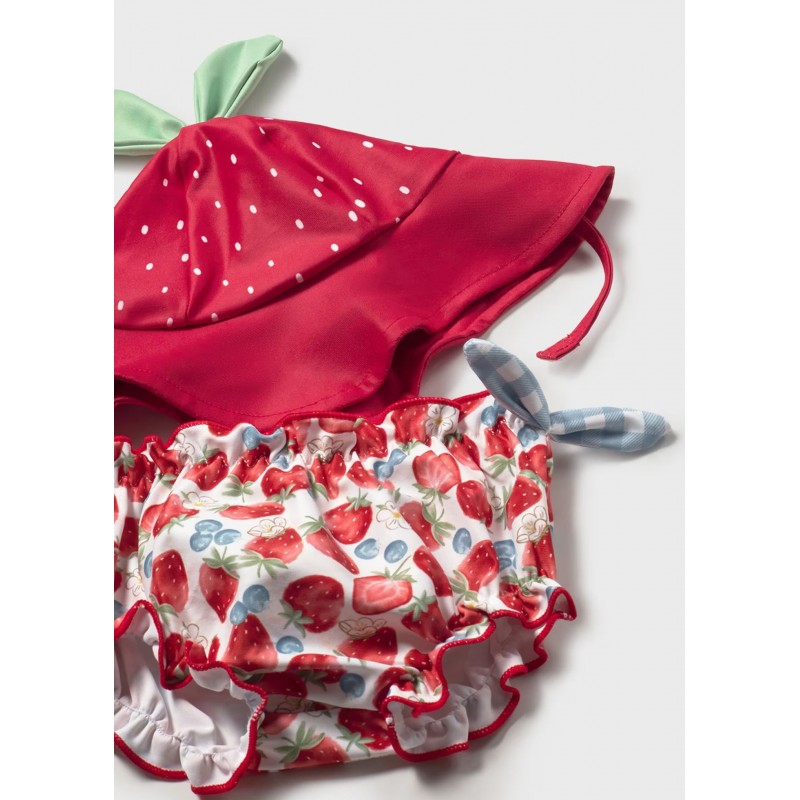 Mayoral Βρεφικό Σετ Μαγιό Τοπάκι, Μαγιό Βρακάκι Και Καπελάκι 3 τμχ Κόκκινο 26-01635-033