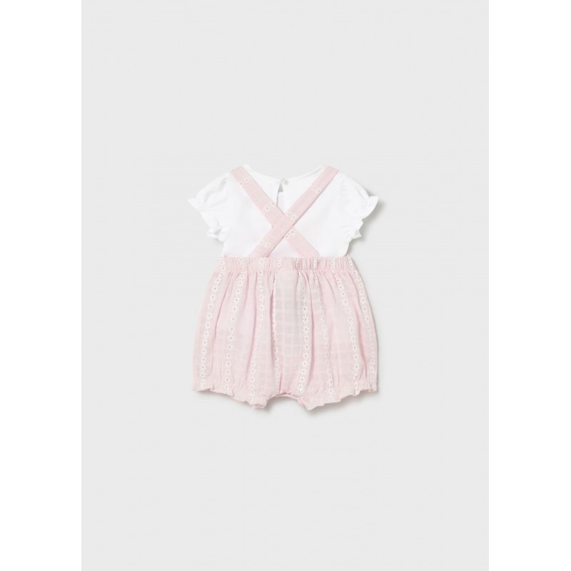 Mayoral Better Cotton Βρεφικό Σετ Κοντομάνικο Μπλουζάκι Και Σαλοπέτα 2 τμχ Ροζ Μπεμπέ 26-01638-042