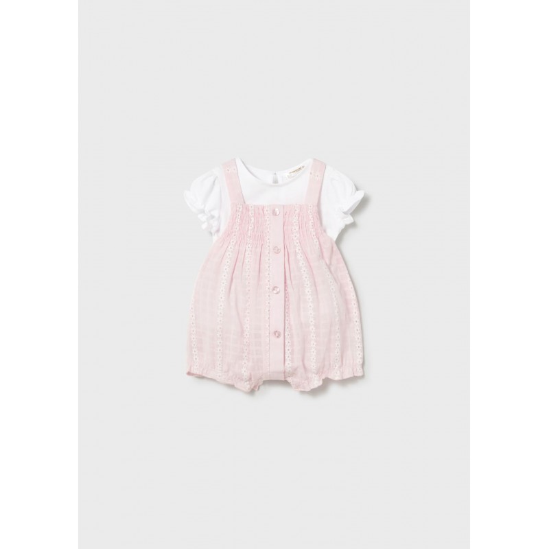 Mayoral Better Cotton Βρεφικό Σετ Κοντομάνικο Μπλουζάκι Και Σαλοπέτα 2 τμχ Ροζ Μπεμπέ 26-01638-042