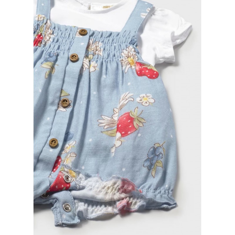 Mayoral Better Cotton Βρεφικό Σετ Κοντομάνικο Μπλουζάκι Και Σαλοπέτα 2 τμχ Λιμνοθάλασσα 26-01638-043