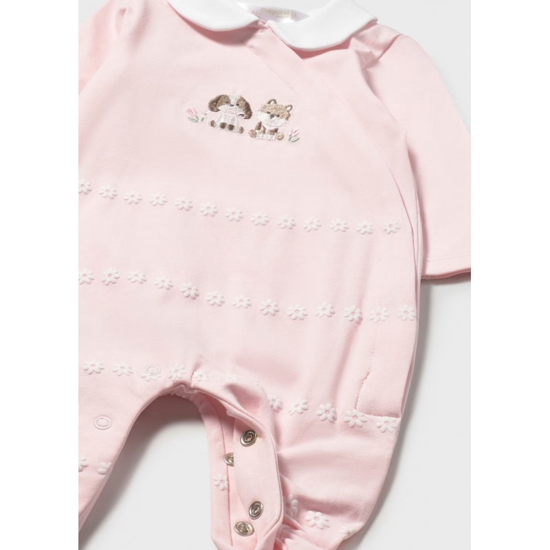 Mayoral Better Cotton Βρεφικό Σετ Αμπιγέ Μακρυμάνικα Ολόσωμα Φορμάκια Με Κλειστό Πέλμα 2 τμχ Ροζ Μπεμπέ 26-01703-055