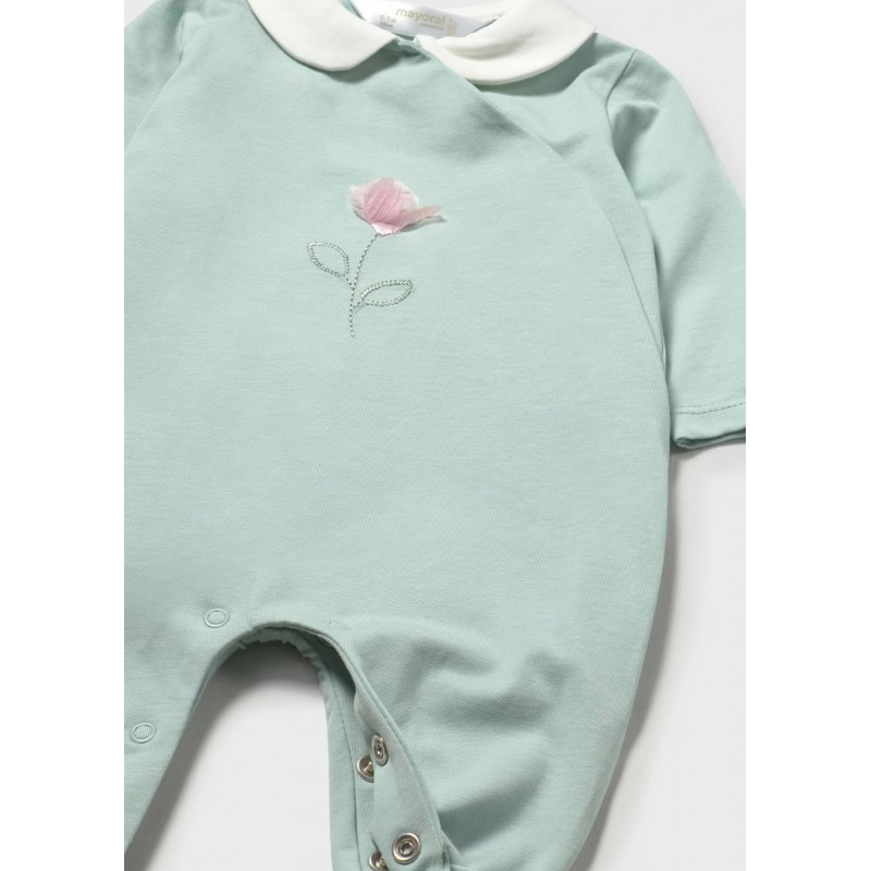 Mayoral Better Cotton Βρεφικό Σετ Αμπιγέ Μακρυμάνικα Ολόσωμα Φορμάκια Με Κλειστό Πέλμα 2 τμχ Άκουα 26-01703-056