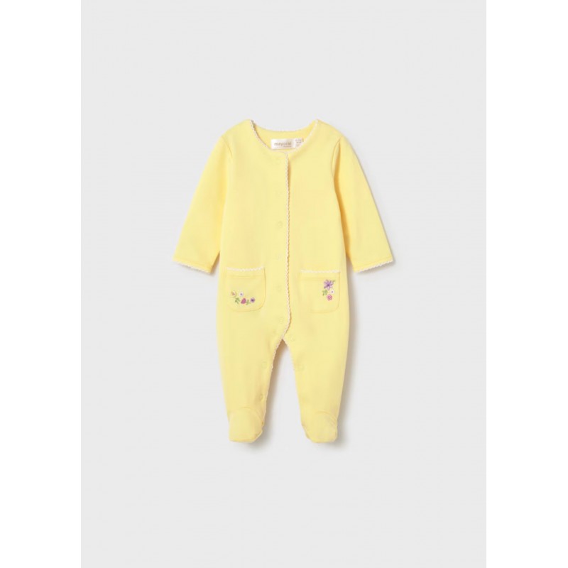 Mayoral Better Cotton Βρεφικό Σετ Μακρυμάνικα Ολόσωμα Φορμάκια Με Κλειστό Πέλμα 2 τμχ Κίτρινο 26-01708-067