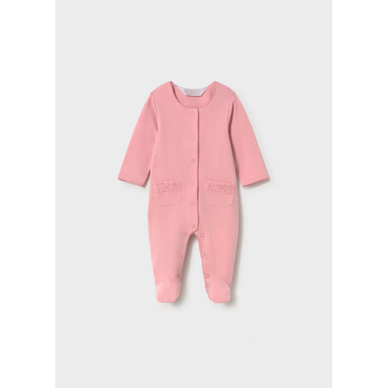 Mayoral Better Cotton Βρεφικό Σετ Μακρυμάνικα Ολόσωμα Φορμάκια Με Κλειστό Πέλμα 2 τμχ Ροζέ 26-01708-069