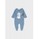 Mayoral Better Cotton Βρεφικό Σετ Μακρυμάνικο Φορμάκι Με Κλειστό Πέλμα Και Σαλιάρα 2 τμχ Μπλε Απαλό 26-01714-088