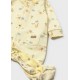 Mayoral Better Cotton Βρεφικό Σετ Μακρυμάνικο Ολόσωμο Φορμάκι Με Κλειστό Πέλμα Και Σκουφάκι 2 τμχ Κίτρινο 26-01718-067