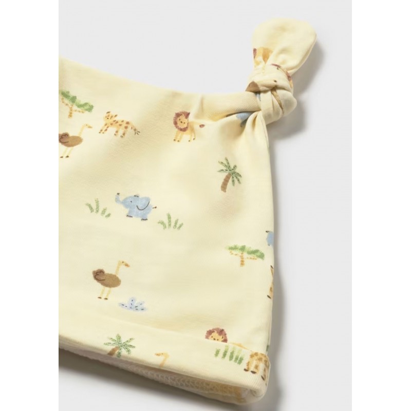 Mayoral Better Cotton Βρεφικό Σετ Μακρυμάνικο Ολόσωμο Φορμάκι Με Κλειστό Πέλμα Και Σκουφάκι 2 τμχ Κίτρινο 26-01718-067