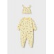 Mayoral Better Cotton Βρεφικό Σετ Μακρυμάνικο Ολόσωμο Φορμάκι Με Κλειστό Πέλμα Και Σκουφάκι 2 τμχ Κίτρινο 26-01718-067